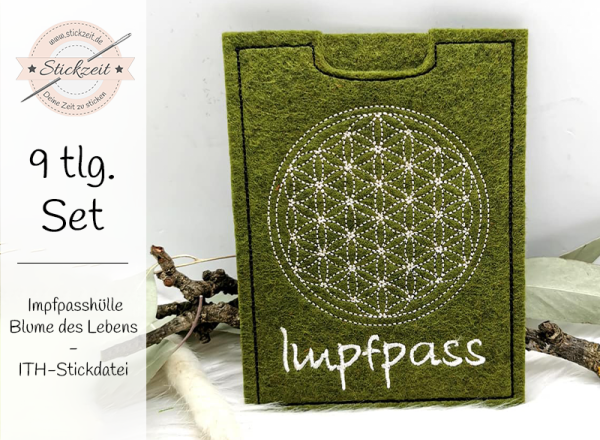 Impfpasshülle Blume des Lebens - ITH-Stickdatei